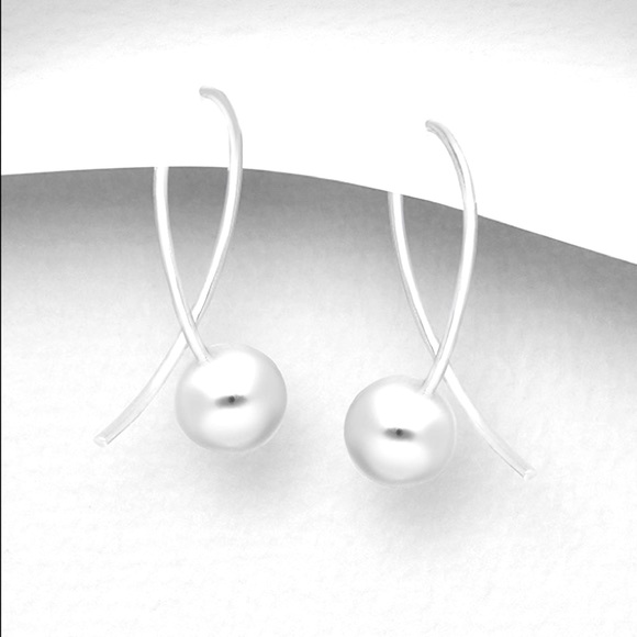 Pretty Sterling Silver Ball Drop Earrings - Picture 2 of 5